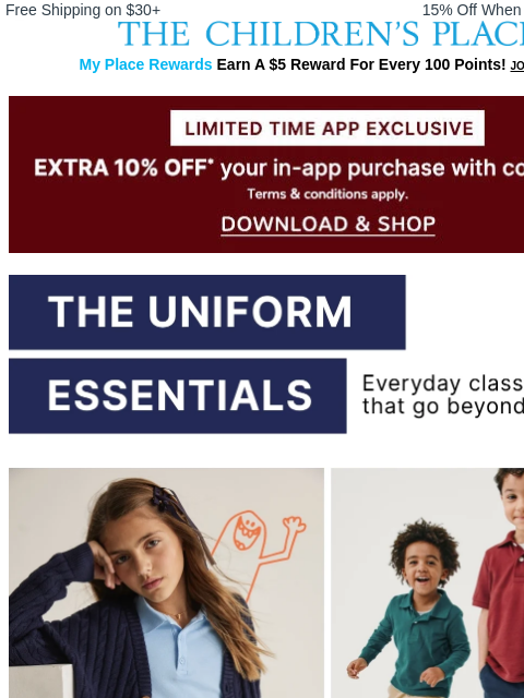 childrensplace newsletter: Classroom Classic: $6 & Up POLOS! 👕