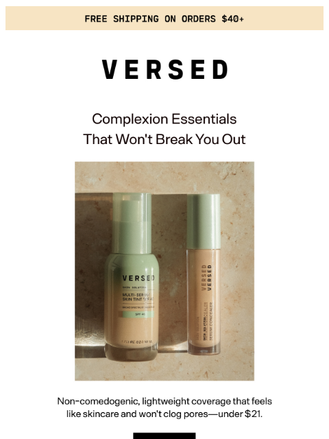 versedskin newsletter: Coverage Without Breakouts