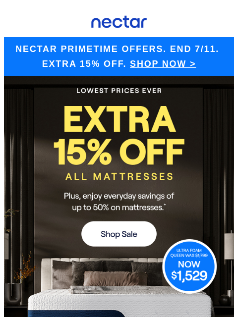 nectarsleep newsletter: $270 price drop! Ultra Foam Queen Now $1,529 👑