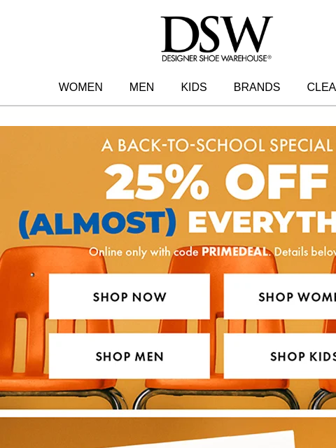 dsw newsletter: 25% off super-cool retro styles.