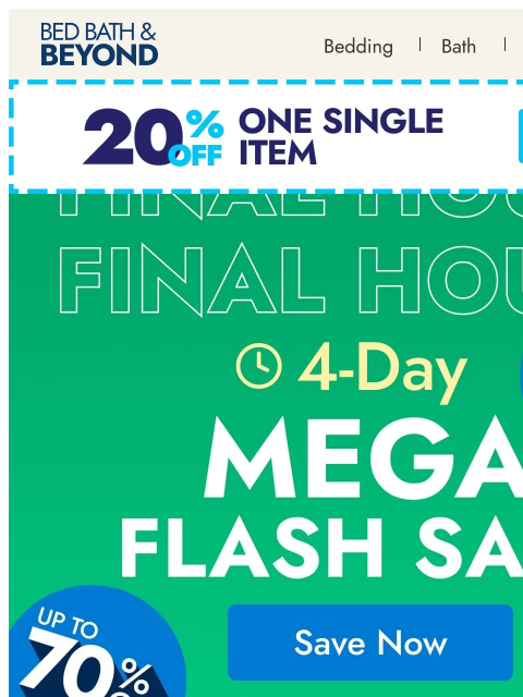 bedbathandbeyond newsletter: Last call: Up to 70% off