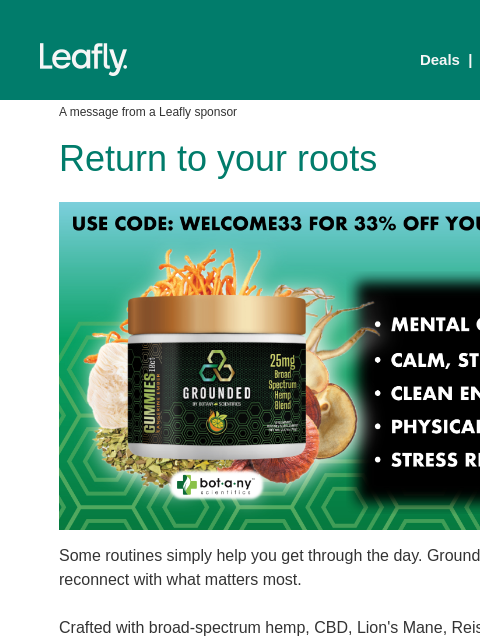 leafly newsletter: Save 33% on your first order 🌿
