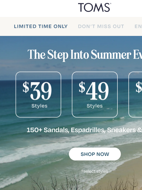 toms newsletter: Summer Espadrilles: Starting at $39 😍