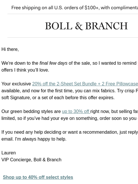 bollandbranch newsletter: Almost gone: your secret bundle + special markdown...