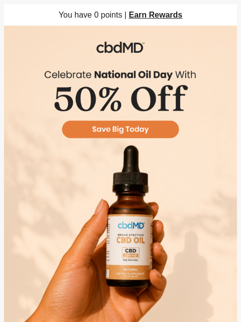 cbdmd newsletter: Get 50% Off Tinctures This Weekend Only!