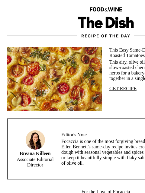 foodandwine newsletter: Same-Day Garden Focaccia