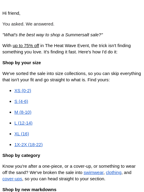 summersalt newsletter: Skip to the good part