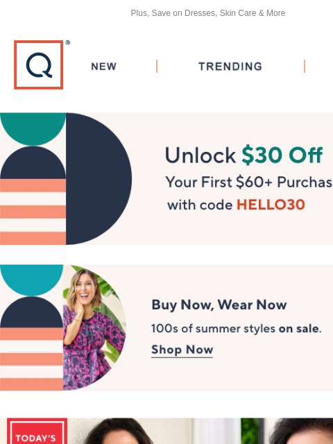 Plus, Save on Dresses, Skin Care & More QVC New TRENDING DEALS Unlock $30 off Your First Purchase 100s of styles on sale Susan Graver TSV Picked for You Ring Video Doorbell 3 with Indoor Security