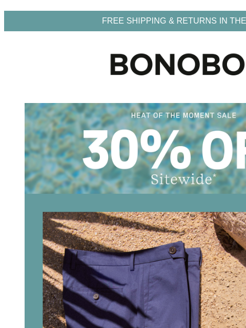 bonobos newsletter: 30% Off Best-Selling Pants