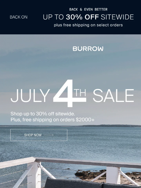 burrow newsletter: Clever design. Up to 30% off.
