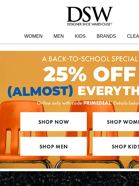 dsw newsletter: [25% off] NEW sneakers 📚	 