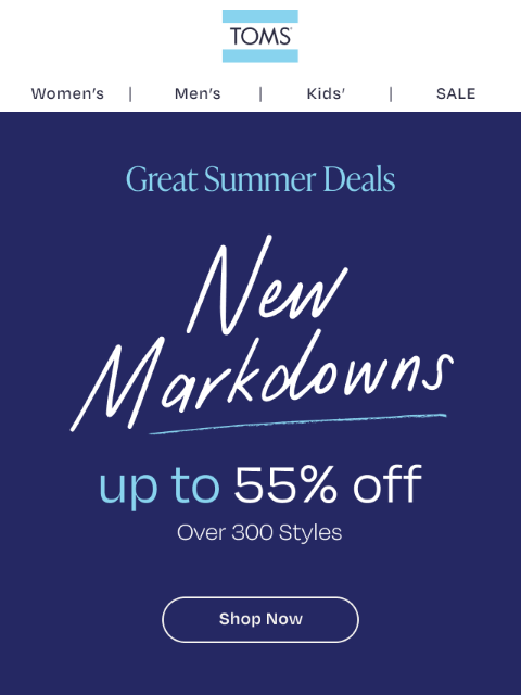 toms newsletter: Save Up to 55% On Essential Summer Styles