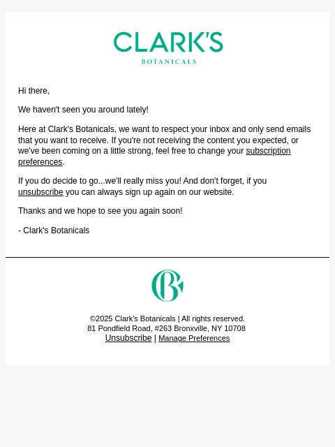 clarksbotanicals newsletter: Time to say goodbye?