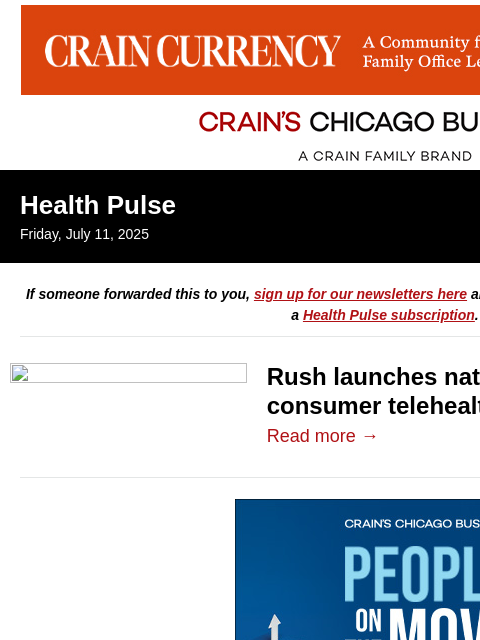 crainalerts newsletter: Rush wants to disrupt the disruptors