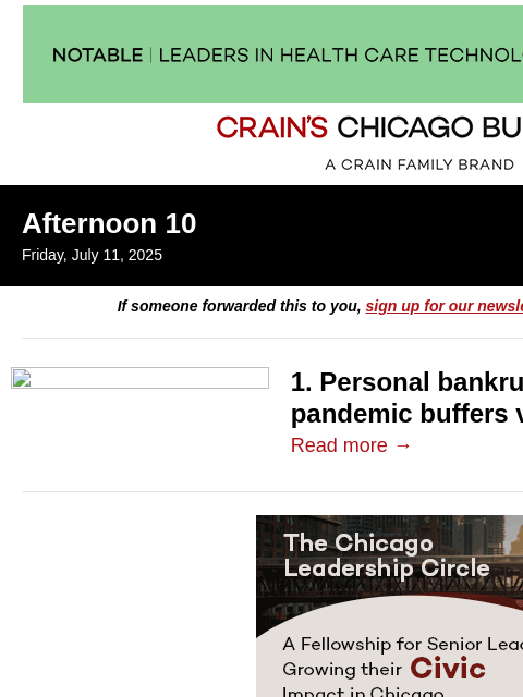 crainalerts newsletter: A spike in personal bankruptcies