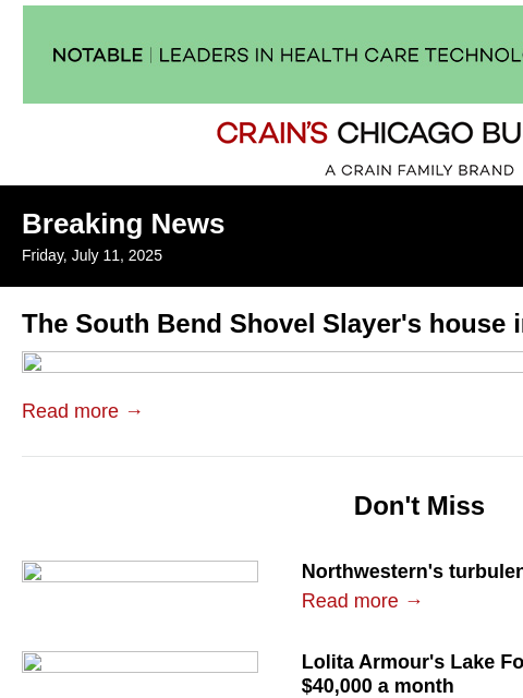 crainalerts newsletter: 'Home Alone's house next door is sold