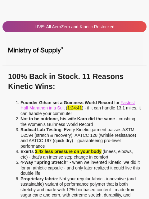 ministryofsupply newsletter: Kinetic EVERYTHING Restocked