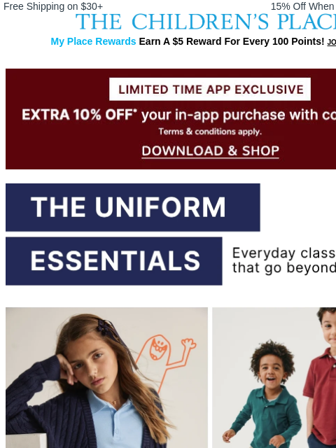 childrensplace newsletter: Perfect Polos are HERE! $6 & Up + $10 & Up Uniform...