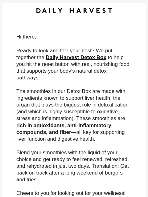 daily-harvest newsletter: Why our 2-day reset works