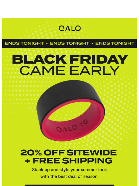 qalo newsletter: 20% off sitewide ends tonight ⏰