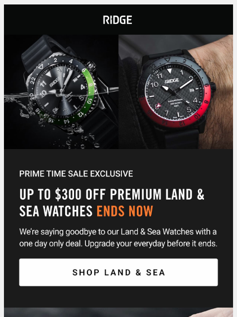ridge newsletter: Ends Now: Up to $300 Off Watches