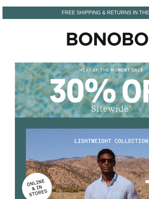 bonobos newsletter: Take 30% Off Linen & Lightweight Styles