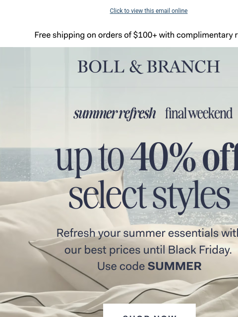 bollandbranch newsletter: Final days: save up to 40% off