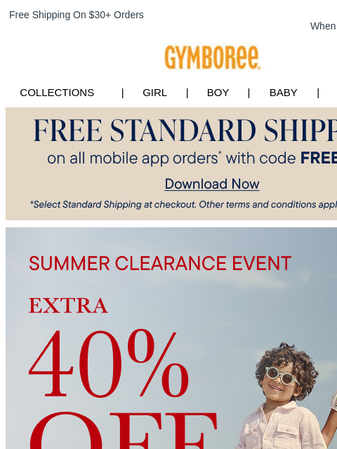gymboree newsletter: Extra 40% Off Clearance Happening Now