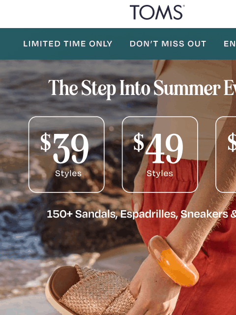 toms newsletter: Nothing But the Best Starting at $39 🏆