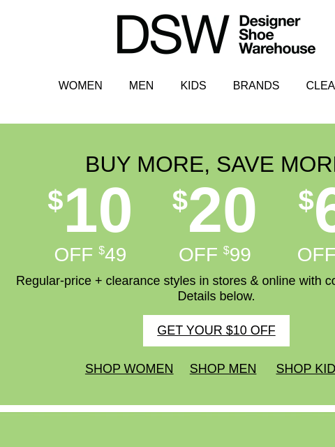 dsw newsletter: $10 off your next pair…TILL MIDNIGHT!