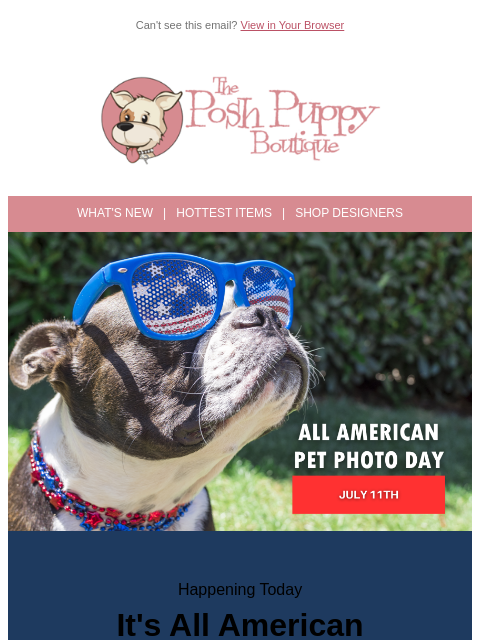 poshpuppyboutique newsletter: It's All American Pet Photo Day! 🇺🇸🐾