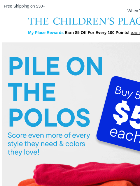 childrensplace newsletter: LET'S 👏 GO 👏 POLOS 👏