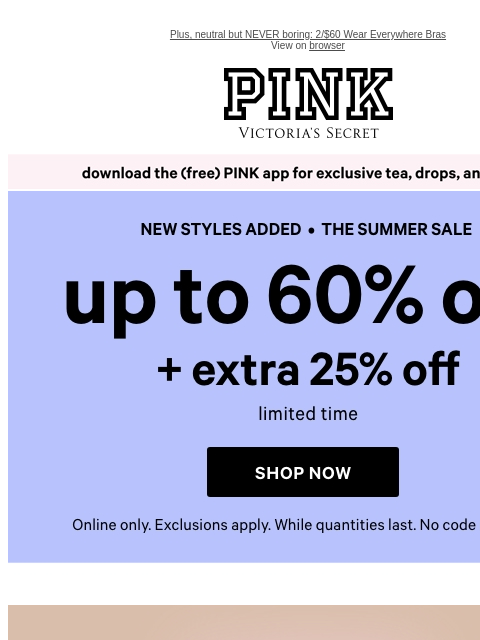 vspink newsletter: Take an Extra 25% Off the Good Stuff