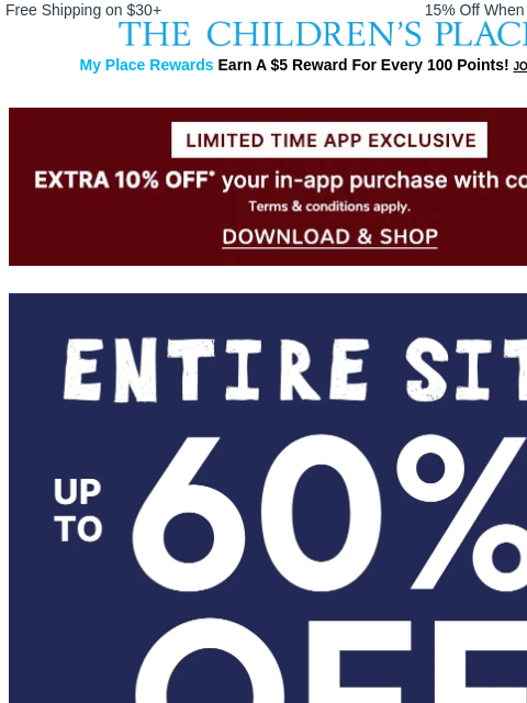childrensplace newsletter: Back-to-School Report: Up to 60% Off Entire Site �...