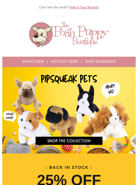 poshpuppyboutique newsletter: 🐾 They're Back! Pipsqueak Toys for Tiny Breeds — ...