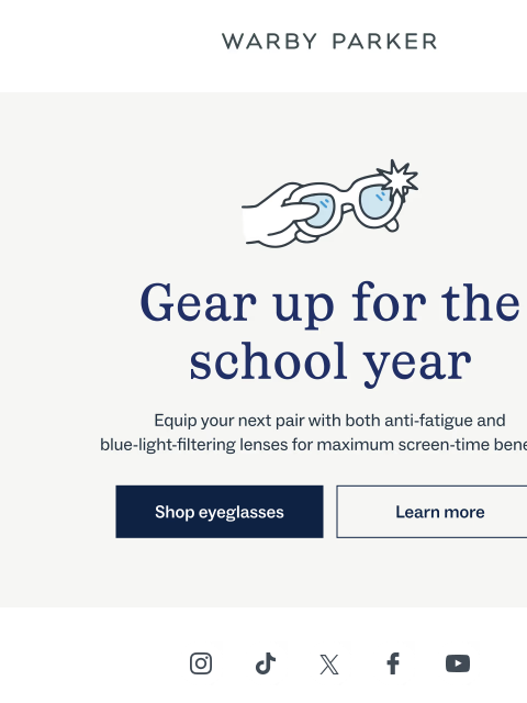 warbyparker newsletter: Don’t start school with eye strain