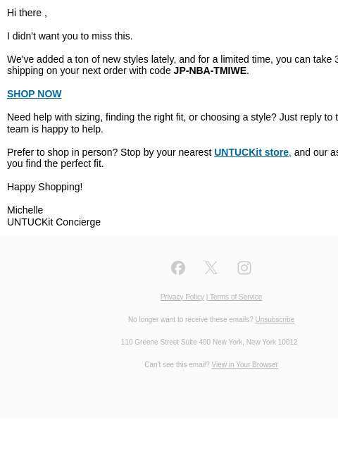 untuckit newsletter: Ends Tomorrow: 30% Off + Free Shipping