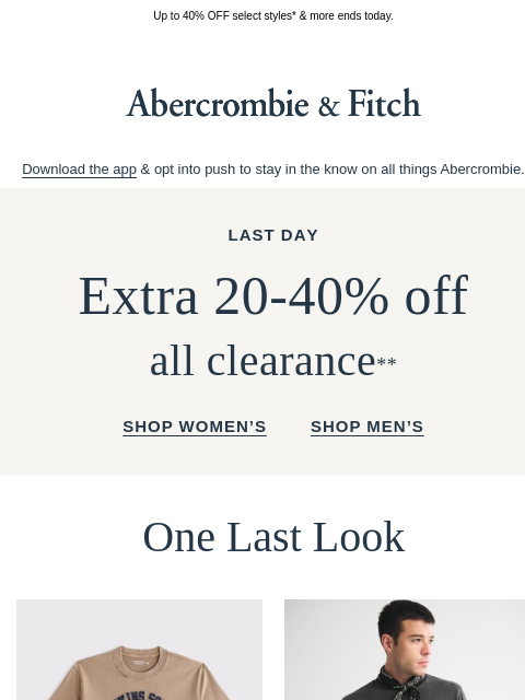 abercrombie newsletter: Say farewell to the Summer Sale.