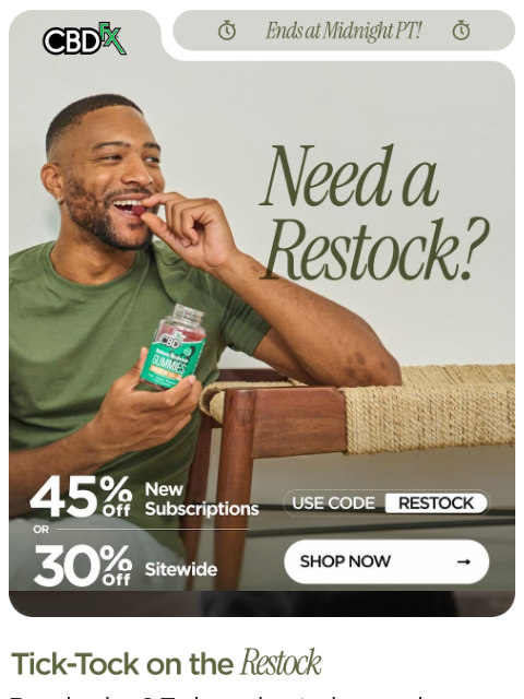 cbdfx newsletter: Summer Restock: Up to 45% OFF your faves!