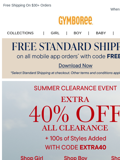 gymboree newsletter: Reminder: The Summer Clearance Event Ends Soon