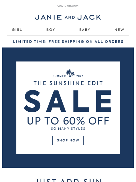 janieandjack newsletter: Wear-now favorites, up to 60% off