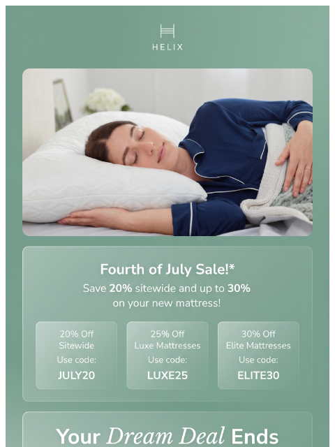 helixsleep newsletter: Last day to save up to 30%!