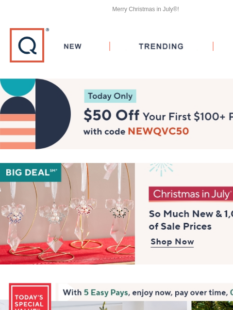 Merry Christmas in July®! QVC New TRENDING DEALS Unlock $50 off Your First Purchase Christmas in July Bethlehem Lights TSV Picked for You Conair PowerSteam Portable Handheld Garment Steamer Conair