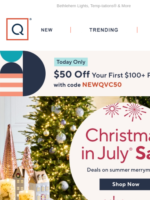 Bethlehem Lights, Temp-tations® & More QVC New TRENDING DEALS Unlock $50 off Your First Purchase Christmas in July Sale Christmas in July Sale SH12/9 Egg Harbor (2)2 lb Salmon Wellington Roasts