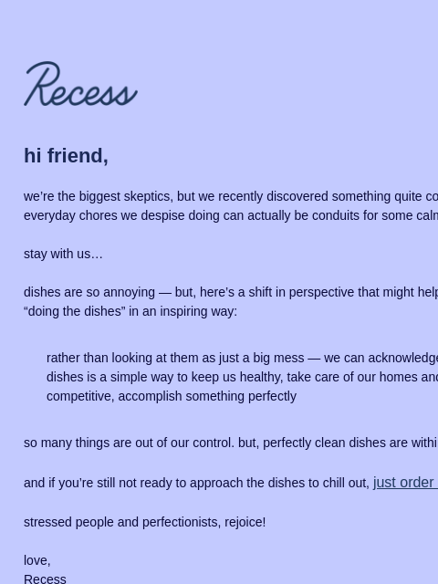 takearecess newsletter: celebrating the small things