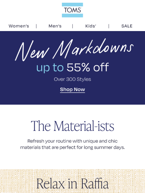 toms newsletter: Save Up to 55% On Fun, Stylish Seasonal Looks
