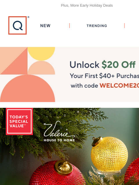 qvcemail newsletter: Valerie's Here to Deluxe the Halls + Get $20 Off