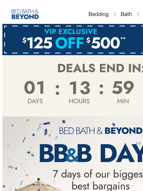 bedbathandbeyond newsletter: Up to 70% off ends tomorrow 🕐