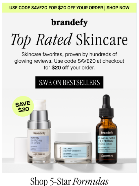 brandefyskin newsletter: “I glow every morning after application”