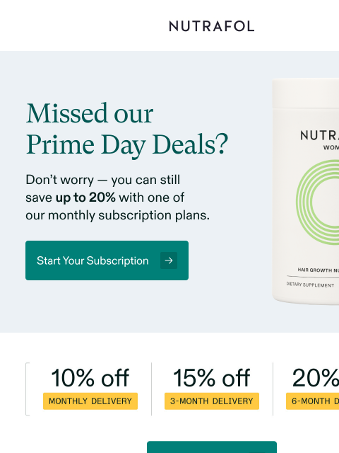 nutrafol newsletter: Missed Prime Day Deals?